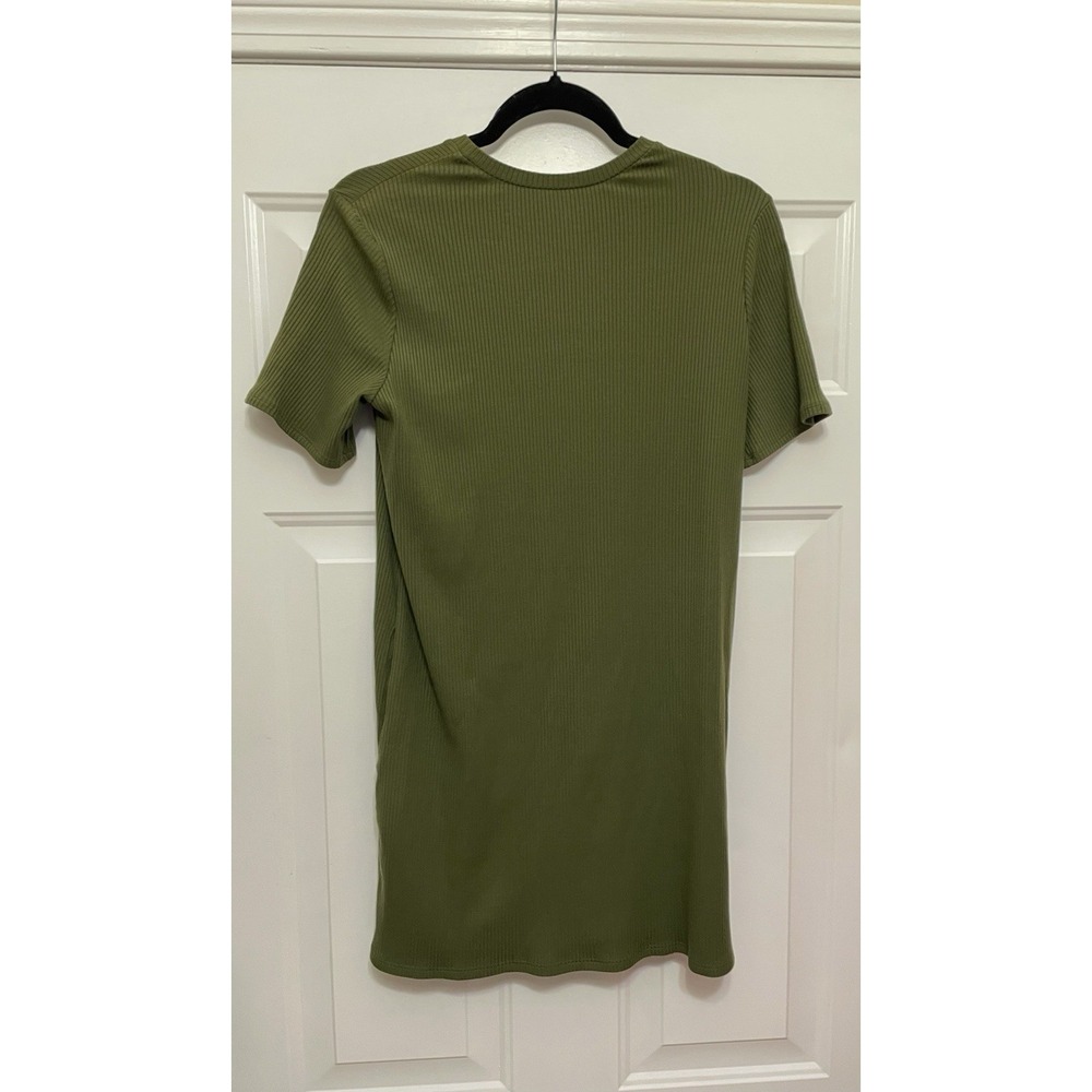 REFORMATION Kendy Rib Mini Dress Women Size XS Short Sleeve Crew Neck W/ Pockets - Picture 2 of 4